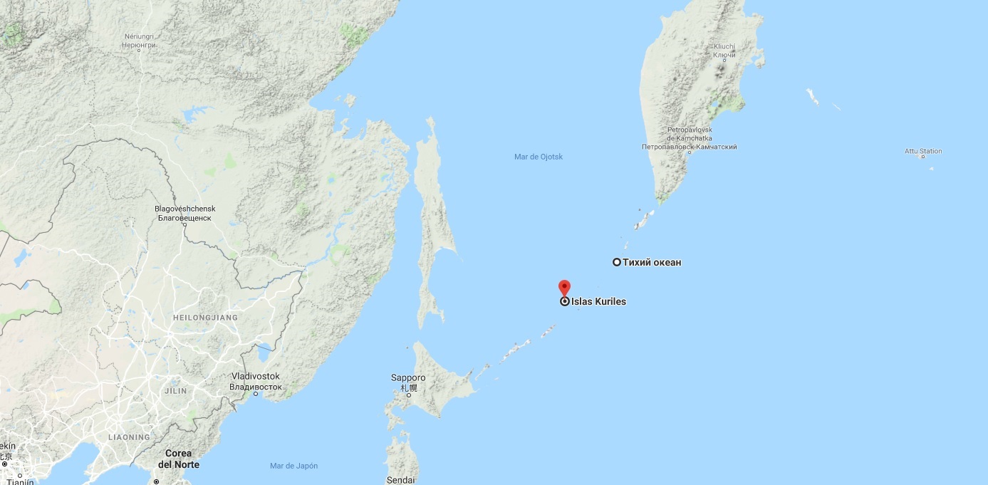 Ubicación de lslas Kurules (Captura de Google Maps)