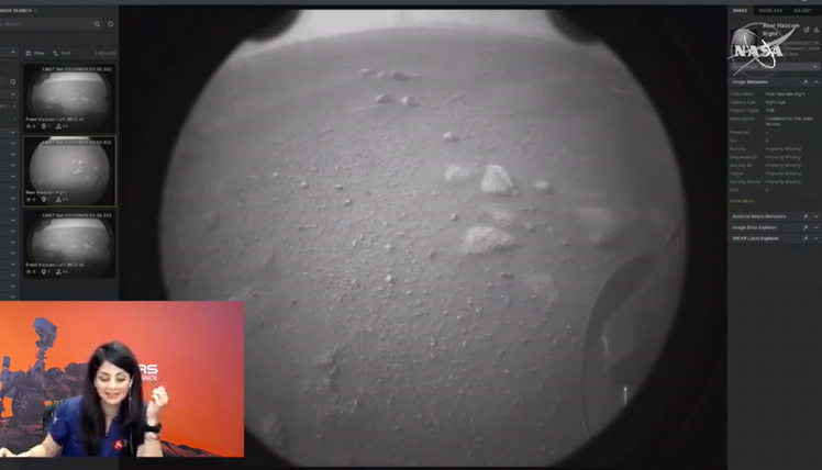 La primera imagen captada del Rover Perseverance en su llegada a Marte.
