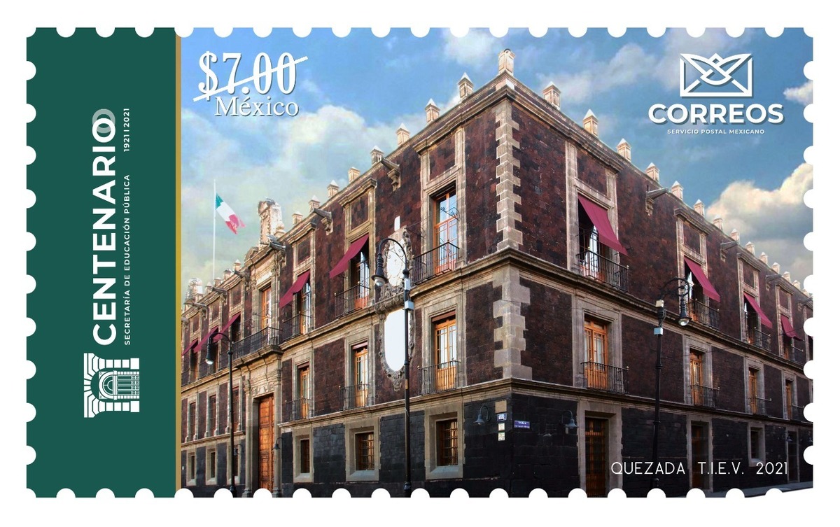 Timbre postal conmemorativo de los 100 años de fundación de la SEP